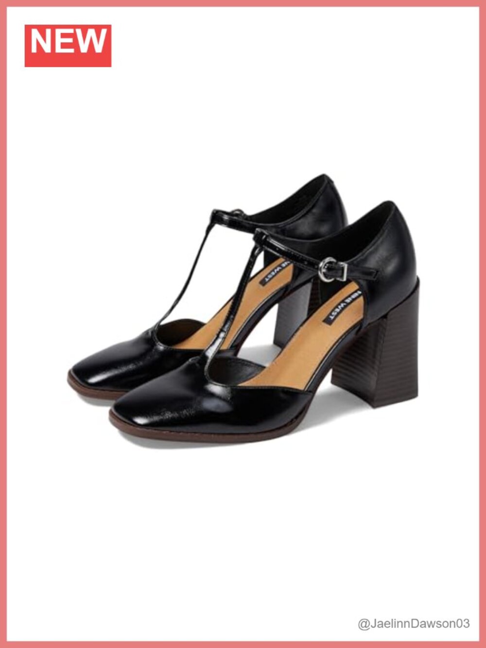 Nine West Janky Square Toe Block Heel Dress Pump Ankle Strap